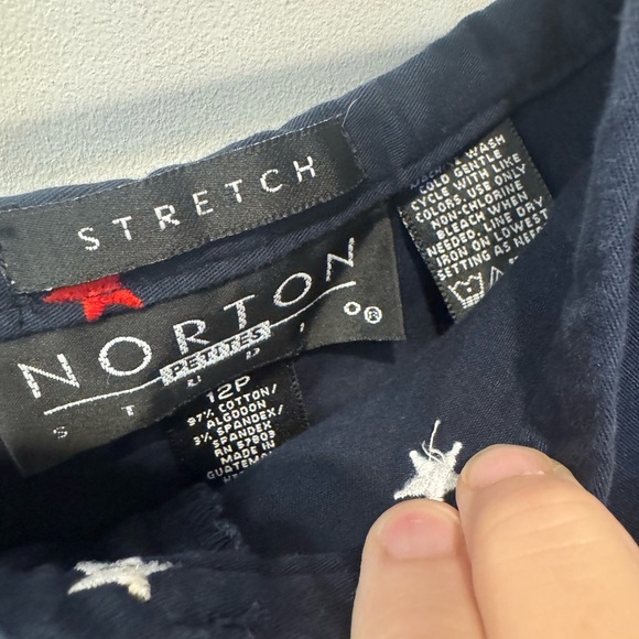 Norton Petites casual wide leg navy crop pants with Star Pattern 12P 4th July - Picture 3 of 3